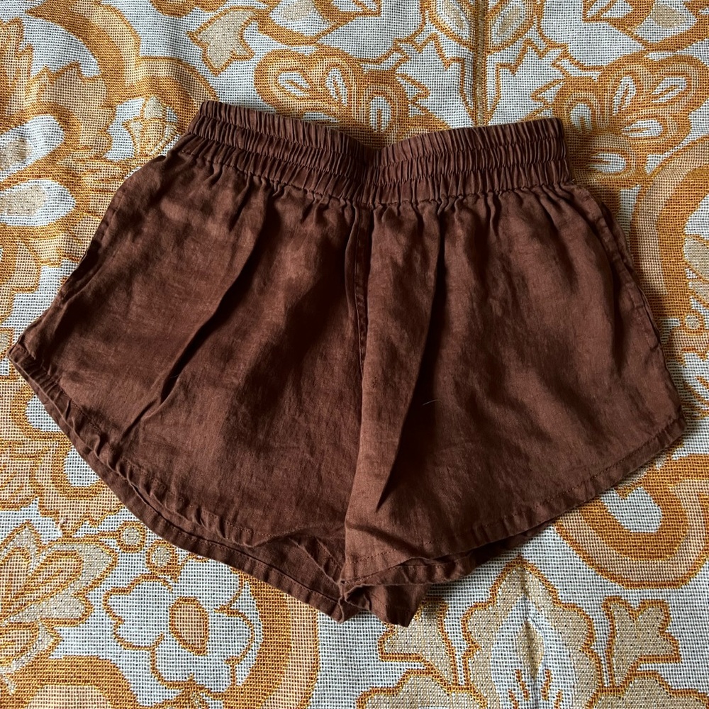 Burnt Orange Linen Shorts from Bali
